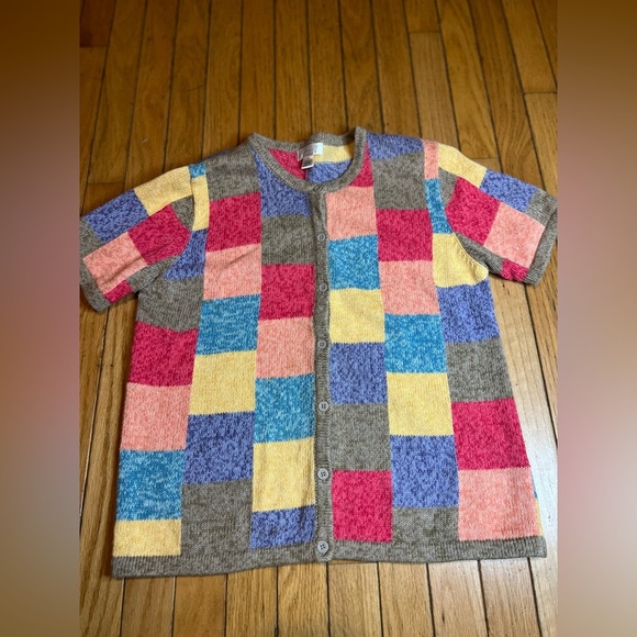Vtg Christopher Banks Multicolor Colorblock Button Front Sweater Women’s Medium - Picture 2 of 8